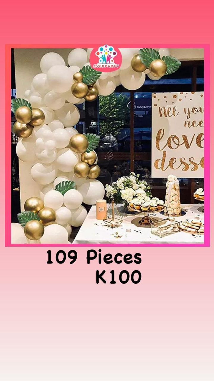 White Metallic Golden Confetti Baloons